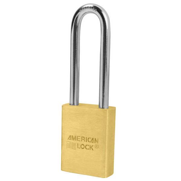 Picture of American A3602 Series Solid Brass Door Key Compatible Padlock; 1-3/4" Body with 3" Shackle